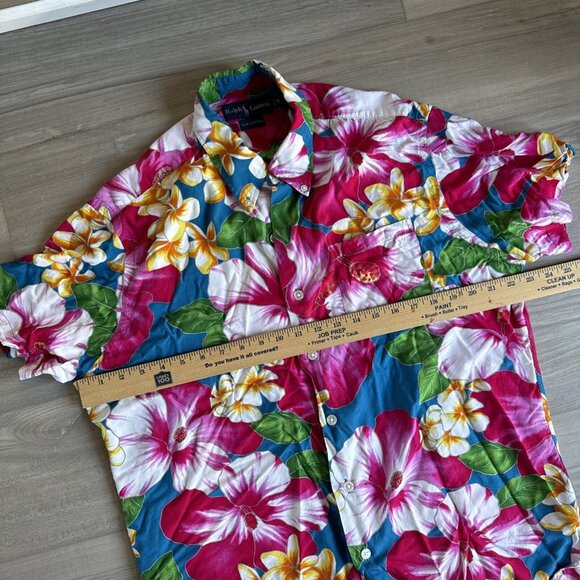Polo Ralph Lauren Men’s‎ M Floral Hawaiian Shirt Short Sleeve Viscose Button VTG - Picture 3 of 12